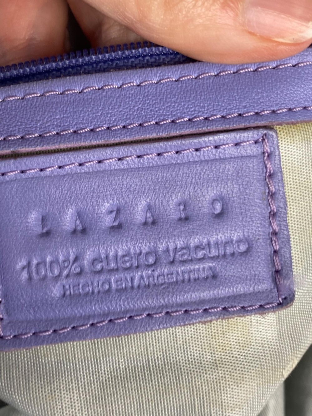 Vintage Lazaro Argentina Lavender Leather Hobo Shoulder Bag - Picture 9 of 16